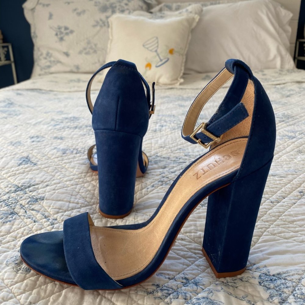 Schutz Blue Block Heel Sandal